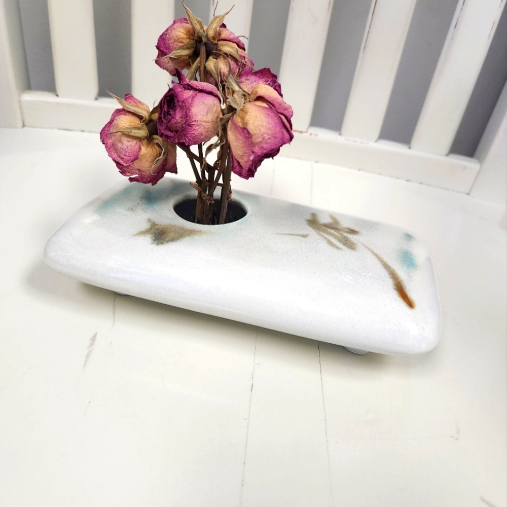 Mid Century ceramic glazed Japanese Ikebana Vase